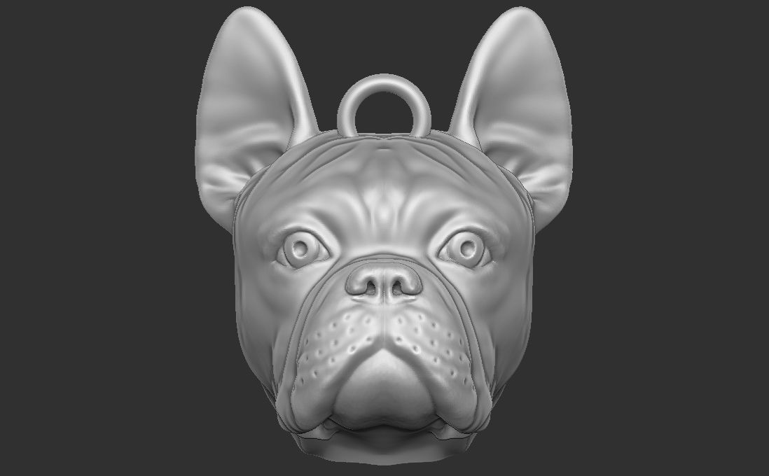 French Bulldog head key ring for 3D printing 3D print model_15