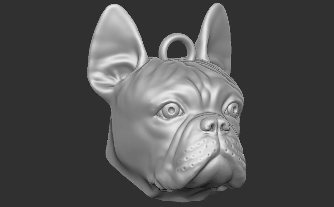 French Bulldog head key ring for 3D printing 3D print model_20