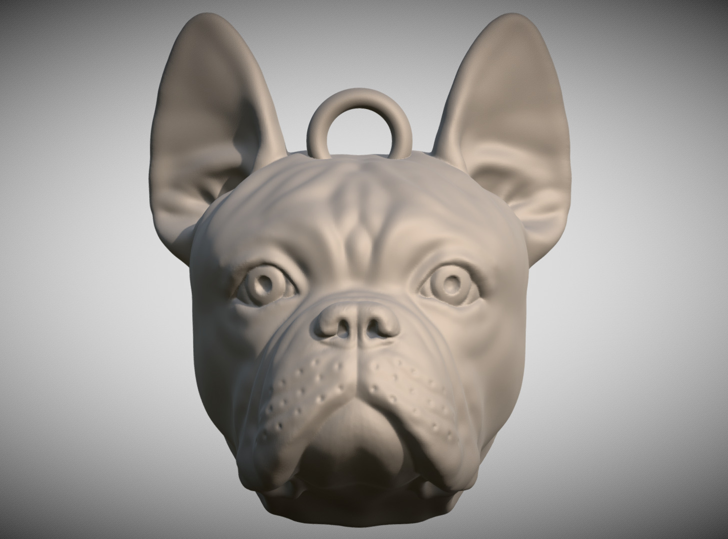 French Bulldog head key ring for 3D printing 3D print model_1