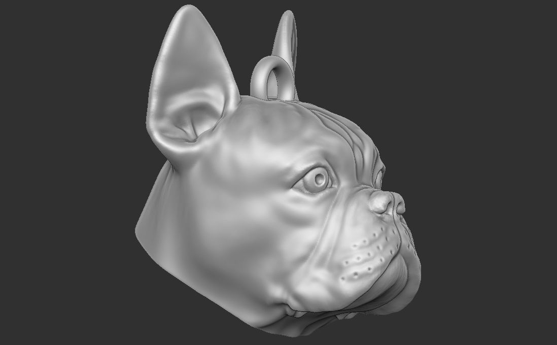 French Bulldog head key ring for 3D printing 3D print model_21