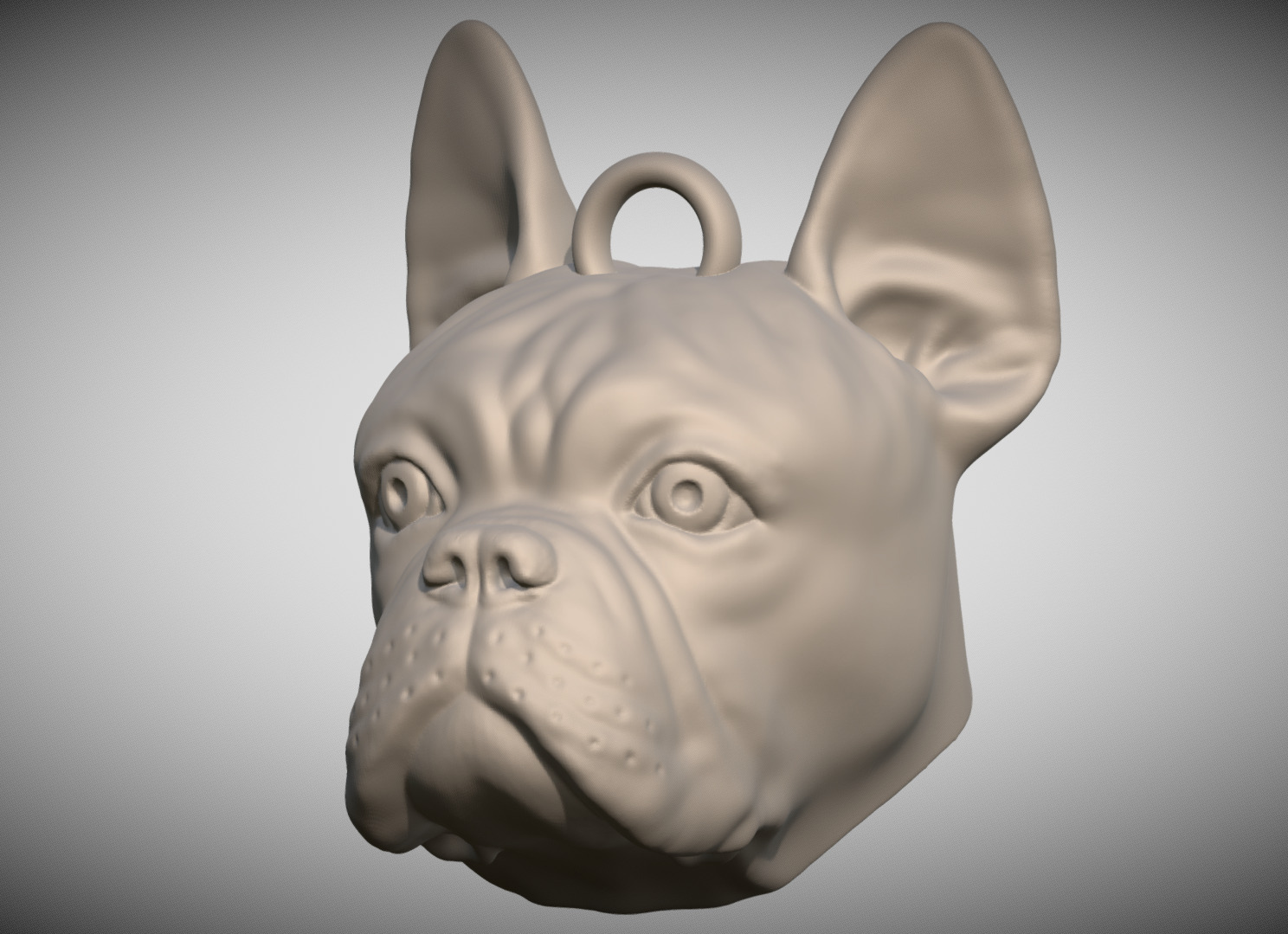 French Bulldog head key ring for 3D printing 3D print model_2