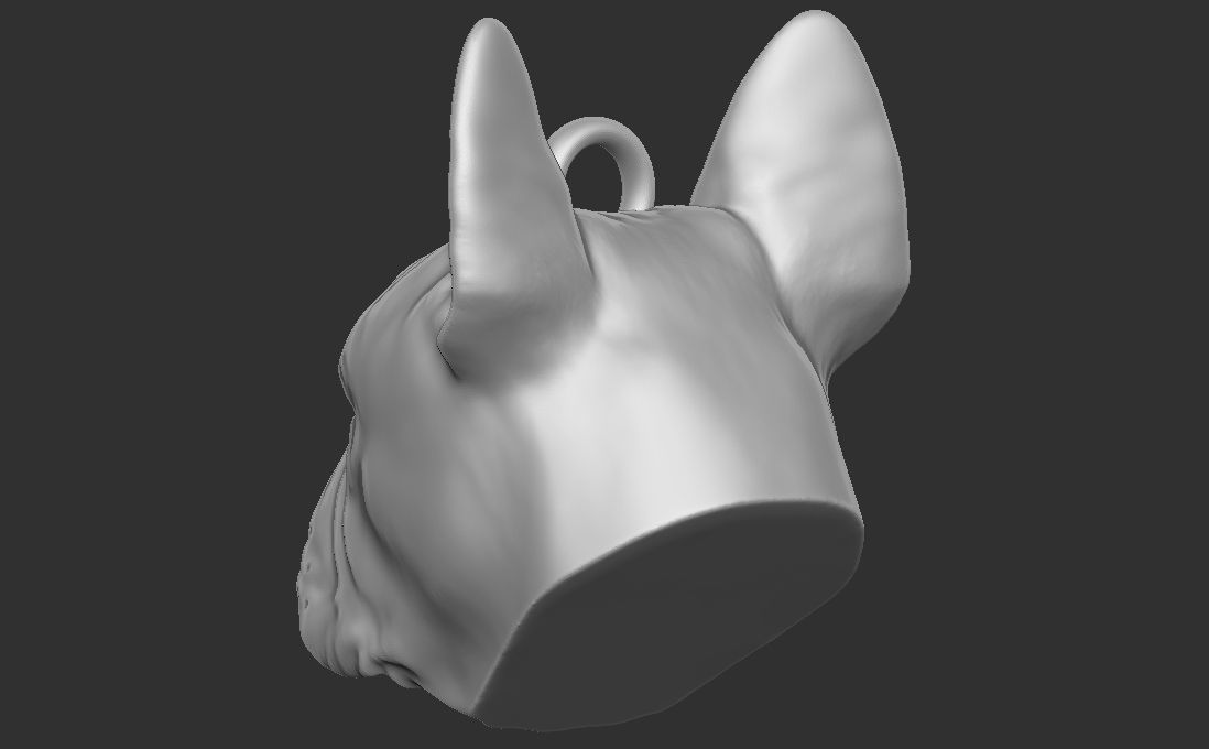 French Bulldog head key ring for 3D printing 3D print model_25