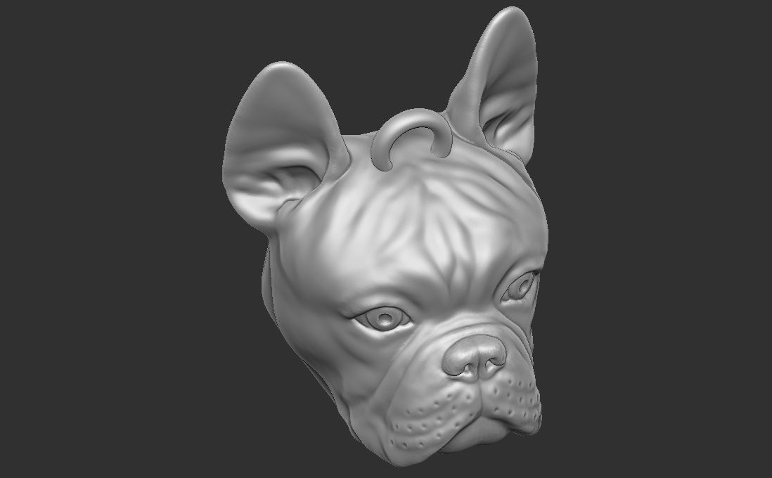 French Bulldog head key ring for 3D printing 3D print model_9