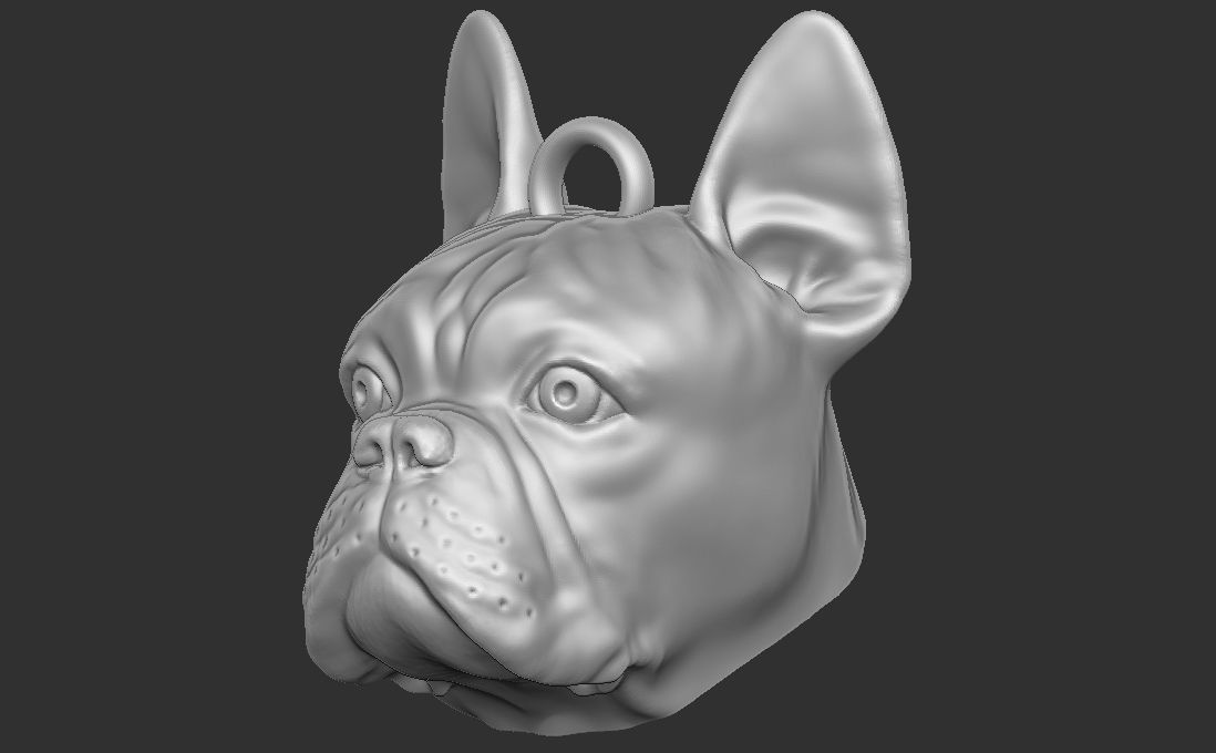 French Bulldog head key ring for 3D printing 3D print model_5
