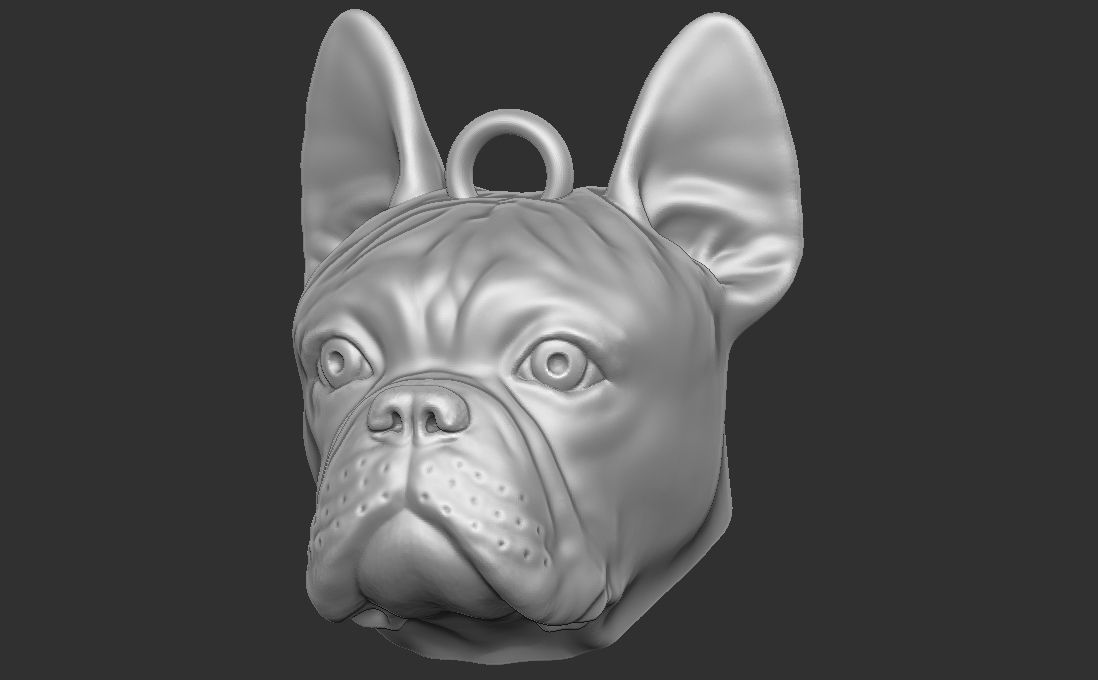 French Bulldog head key ring for 3D printing 3D print model_4