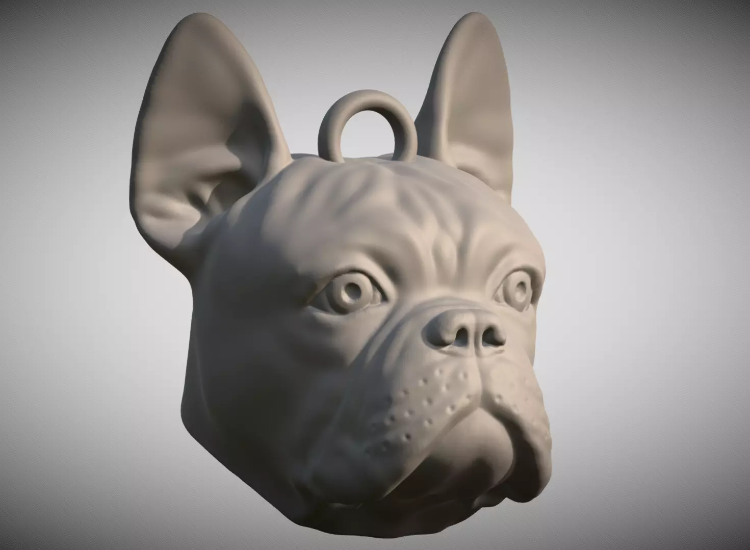 French Bulldog head key ring for 3D printing 3D print model_0