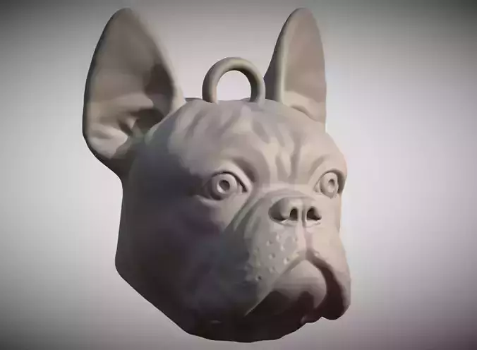 French Bulldog head key ring for 3D printing 3D print model