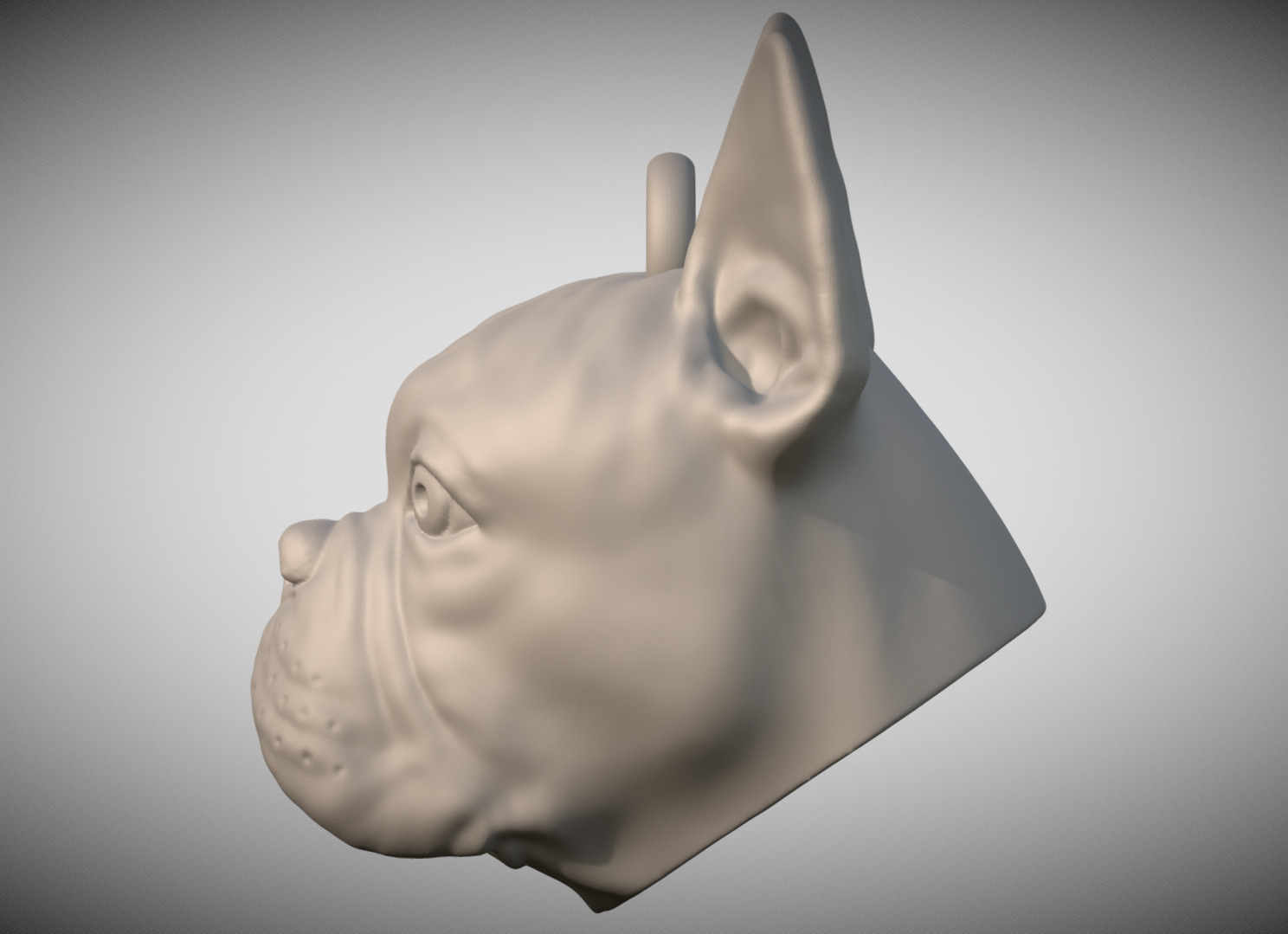 French Bulldog head key ring for 3D printing 3D print model_3