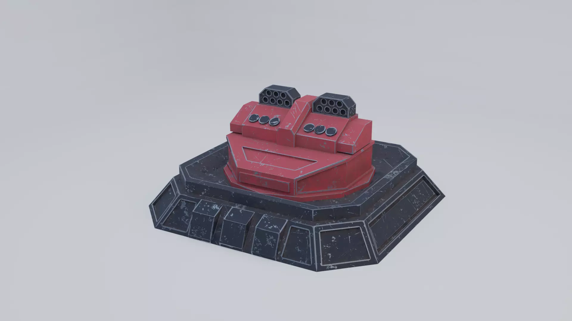 Missile Turret Low-poly 3D model_0