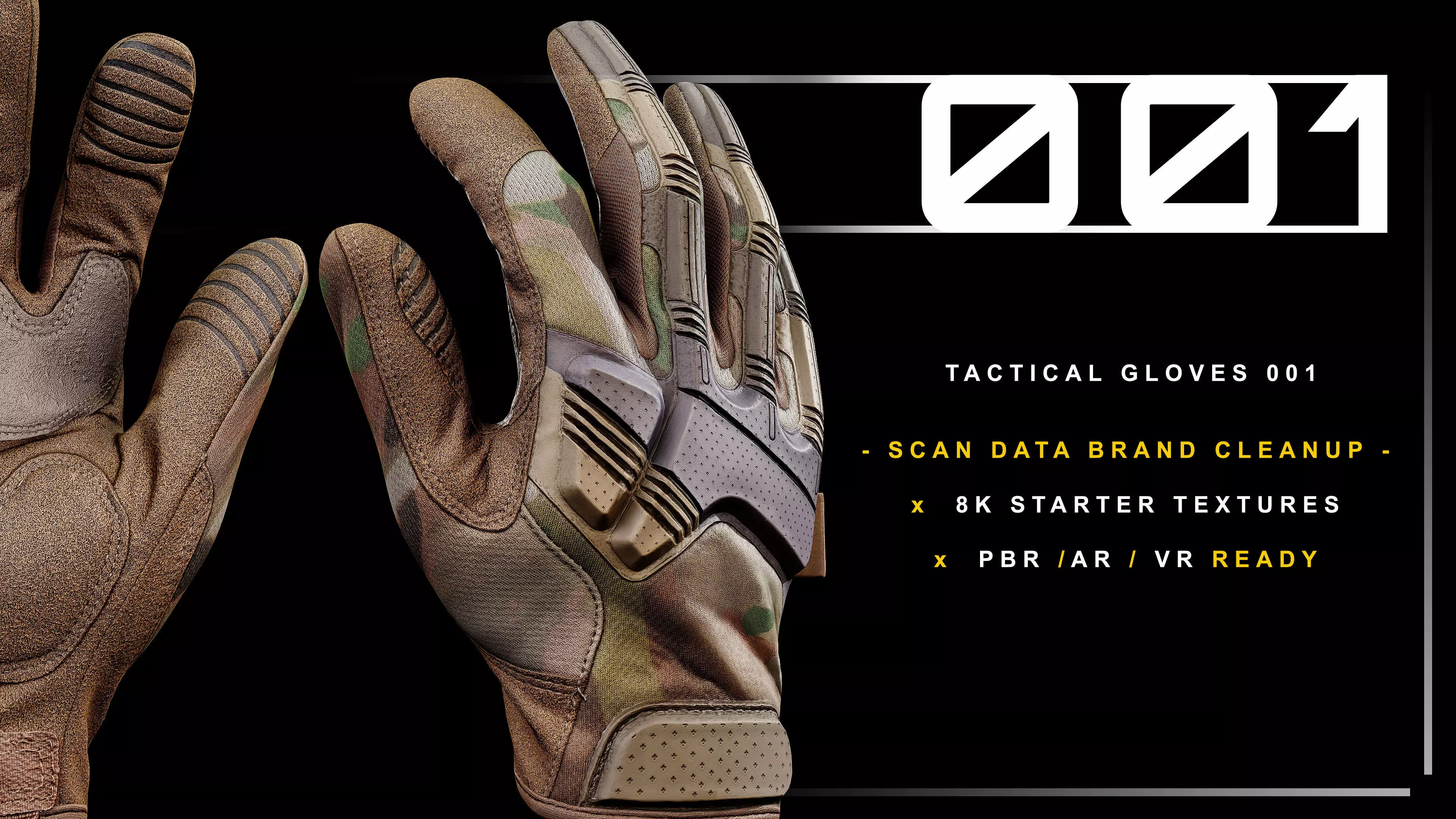 Tactical Gloves 001 Low-poly 3D model