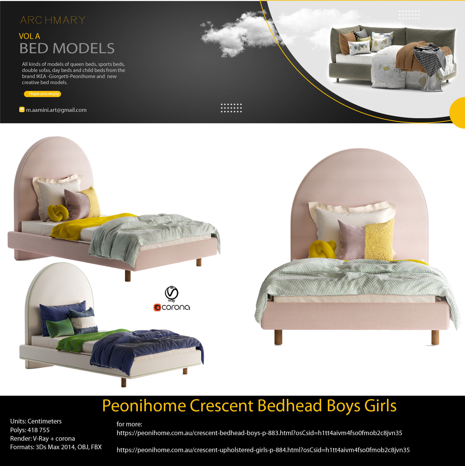 Bed collection vol A 40 BED MODELS 25 models and 15 Blankets 3D model_2