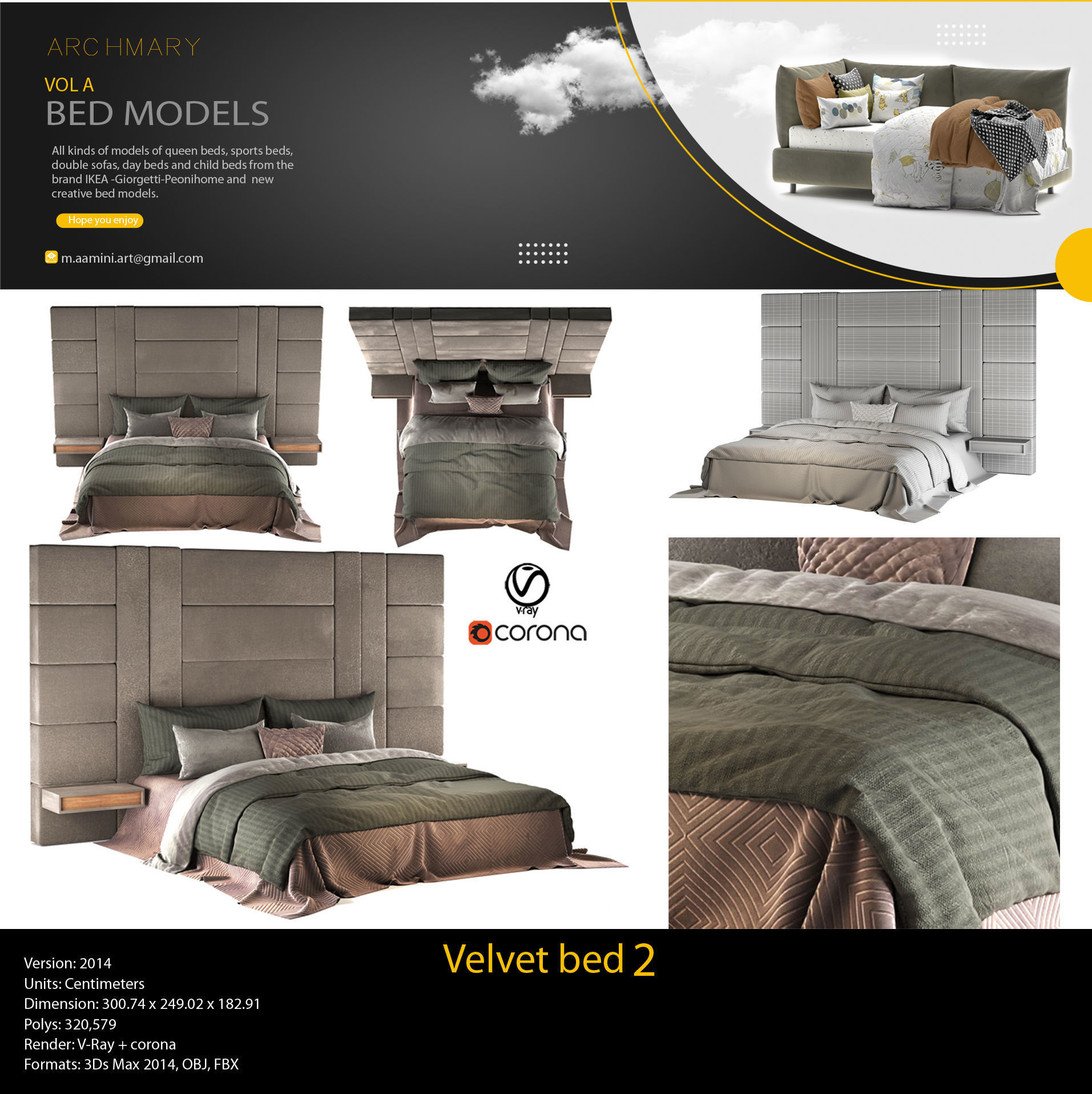 Bed collection vol A  40 BED MODELS 25 models and 15 Blankets 3D model_6