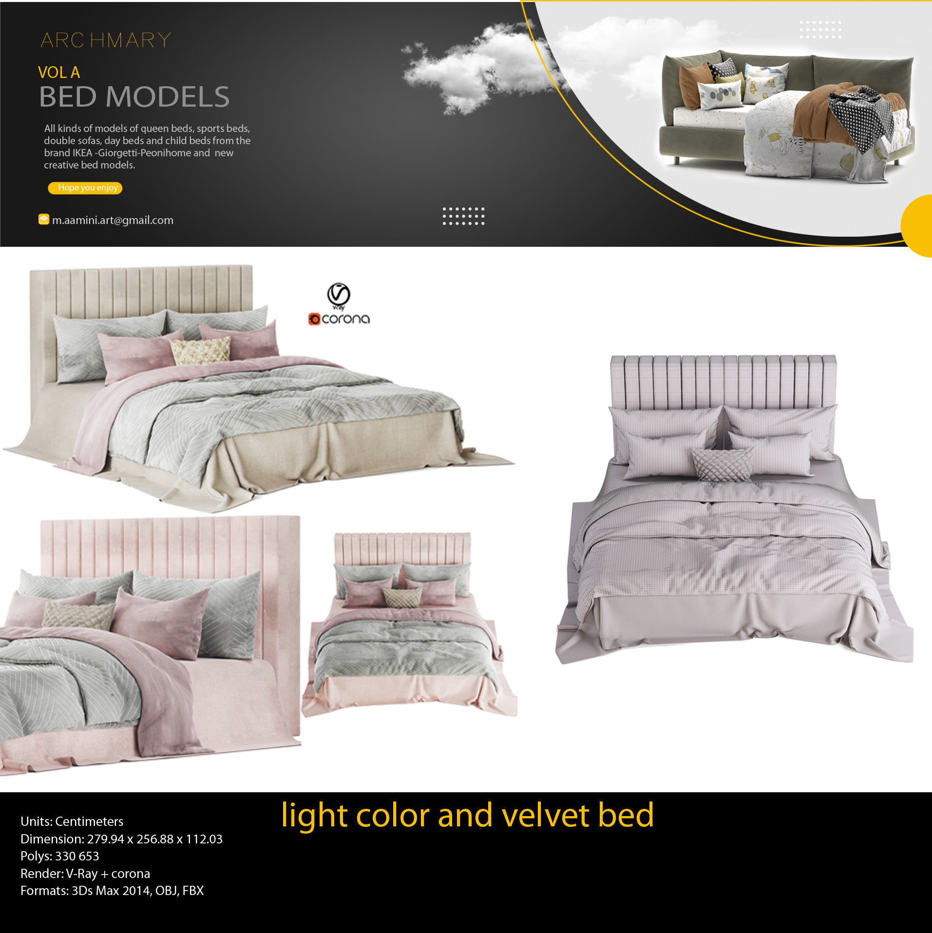 Bed collection vol A 40 BED MODELS 25 models and 15 Blankets 3D model_3