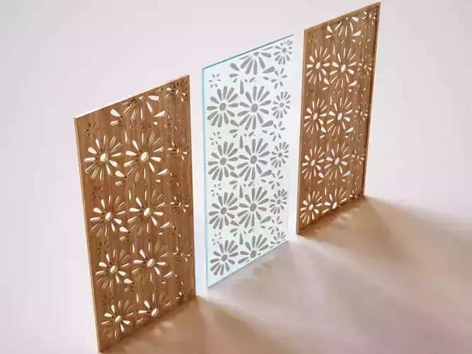Partition wooden panel with laser cut pattern