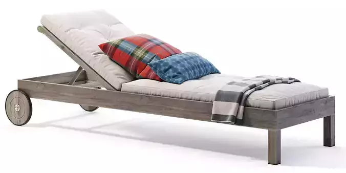 Pottery Barn Chatham FSC Mahogany Chaise Lounge with Wheels 3D model