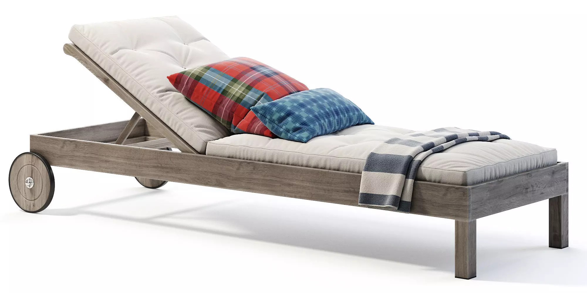 Pottery Barn Chatham FSC Mahogany Chaise Lounge with Wheels 3D model