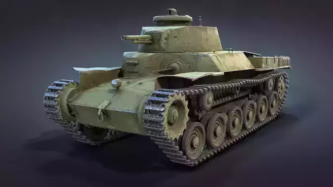 Type-97 Chi-Ha Low-poly 3D model
