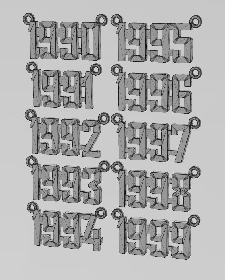 1990s pendant and charms mini set 3D print model_12