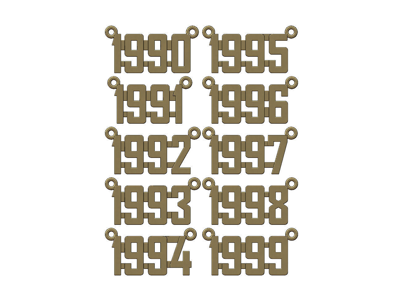 1990s pendant and charms mini set 3D print model_1