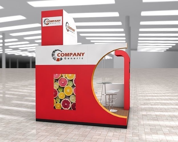 Exhibition Stand Booth stall 3x3m Height 376cm 3 Sides Open 3D model
