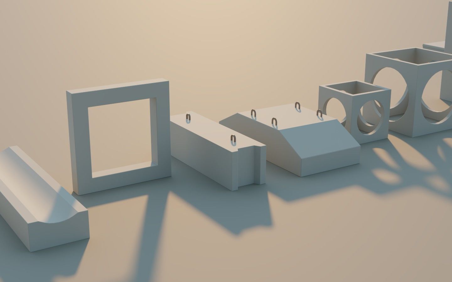 Precast Concrete Elements Collection - 20 Items Low-poly 3D model_6