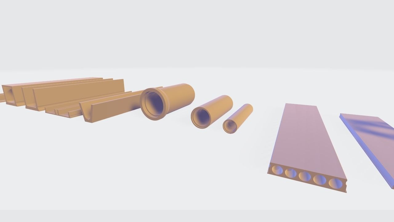 Precast Concrete Elements Collection - 20 Items Low-poly 3D model_17