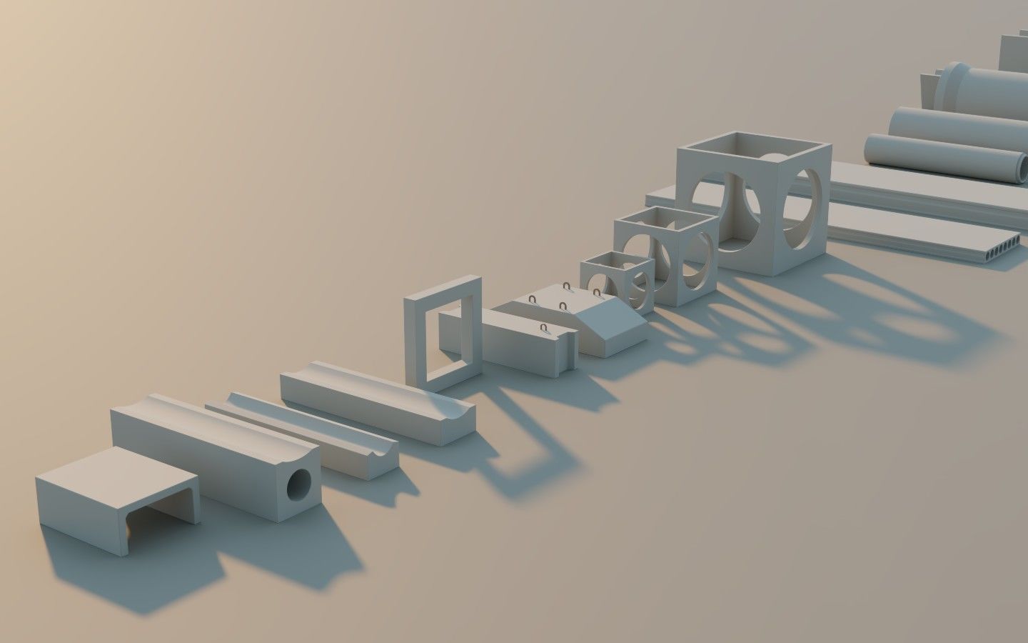 Precast Concrete Elements Collection - 20 Items Low-poly 3D model_9