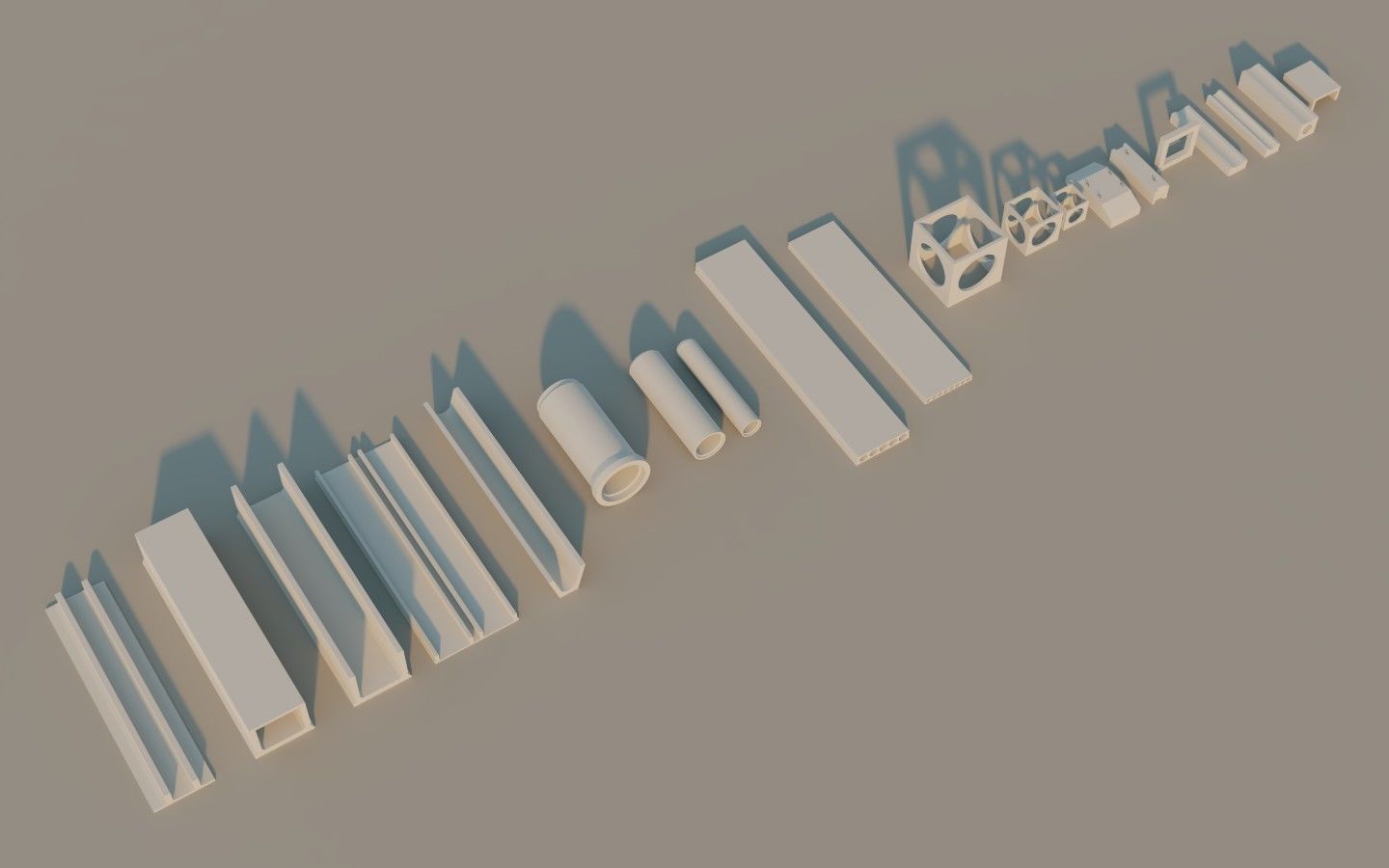 Precast Concrete Elements Collection - 20 Items Low-poly 3D model_1