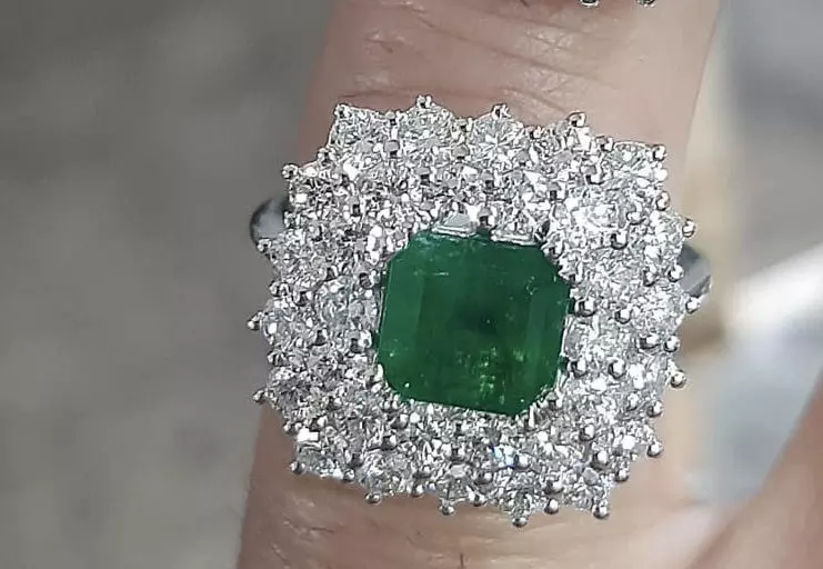 Emerald Diamond Gold Engagement Ring smeraldo An246 3D print model