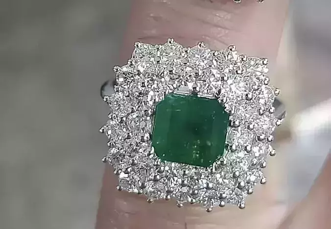 Emerald Diamond Gold Engagement Ring  smeraldo An246 3D print model