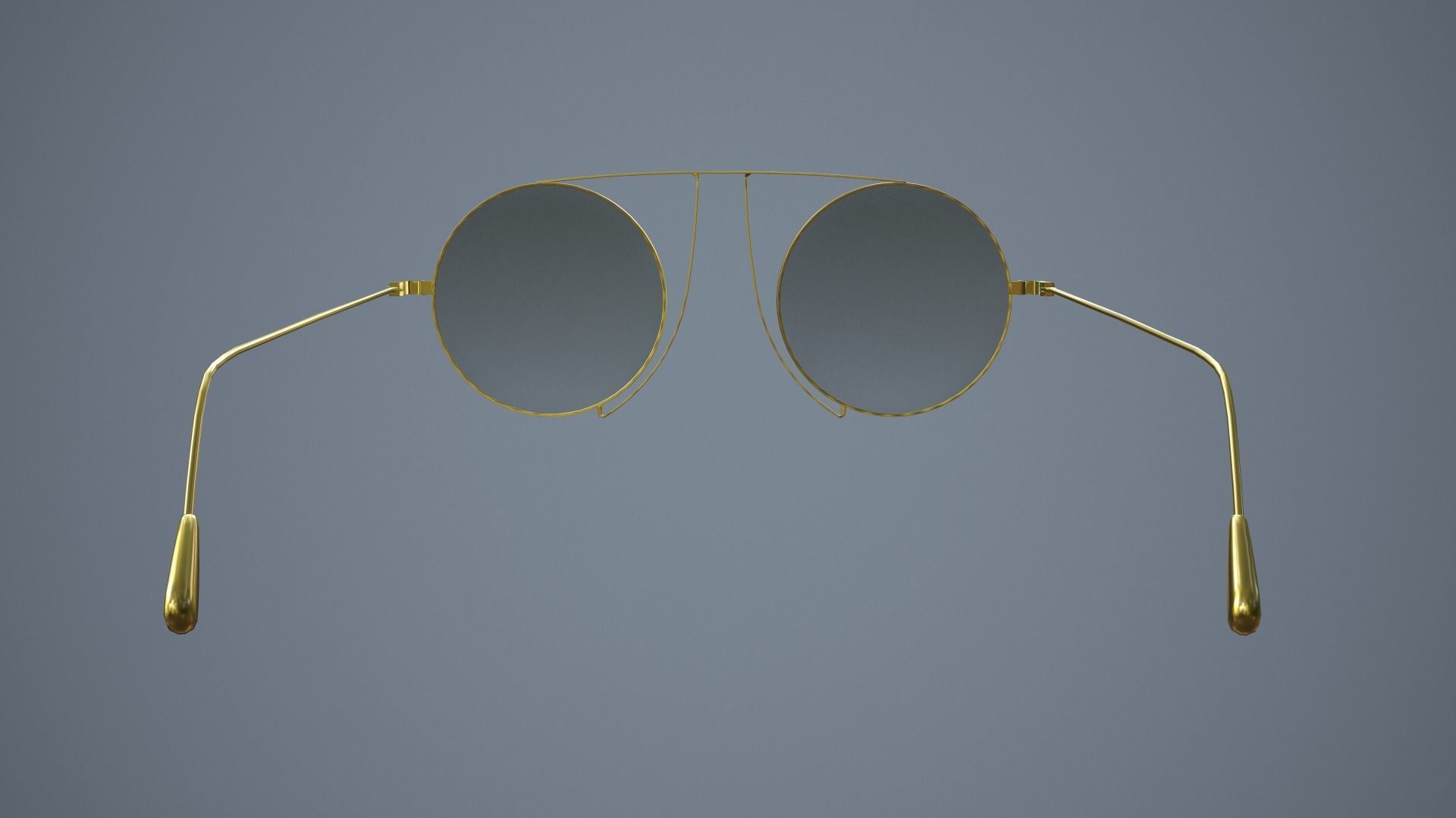 Glasses gold sunglasses Low-poly 3D model_6