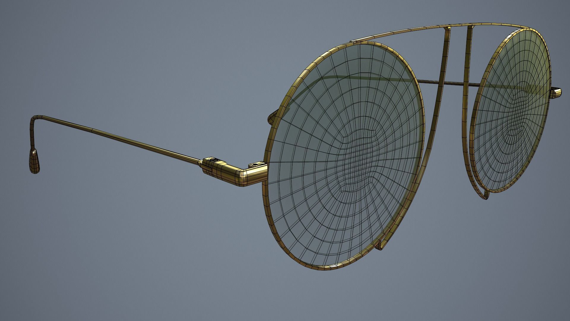 Glasses gold sunglasses Low-poly 3D model_12