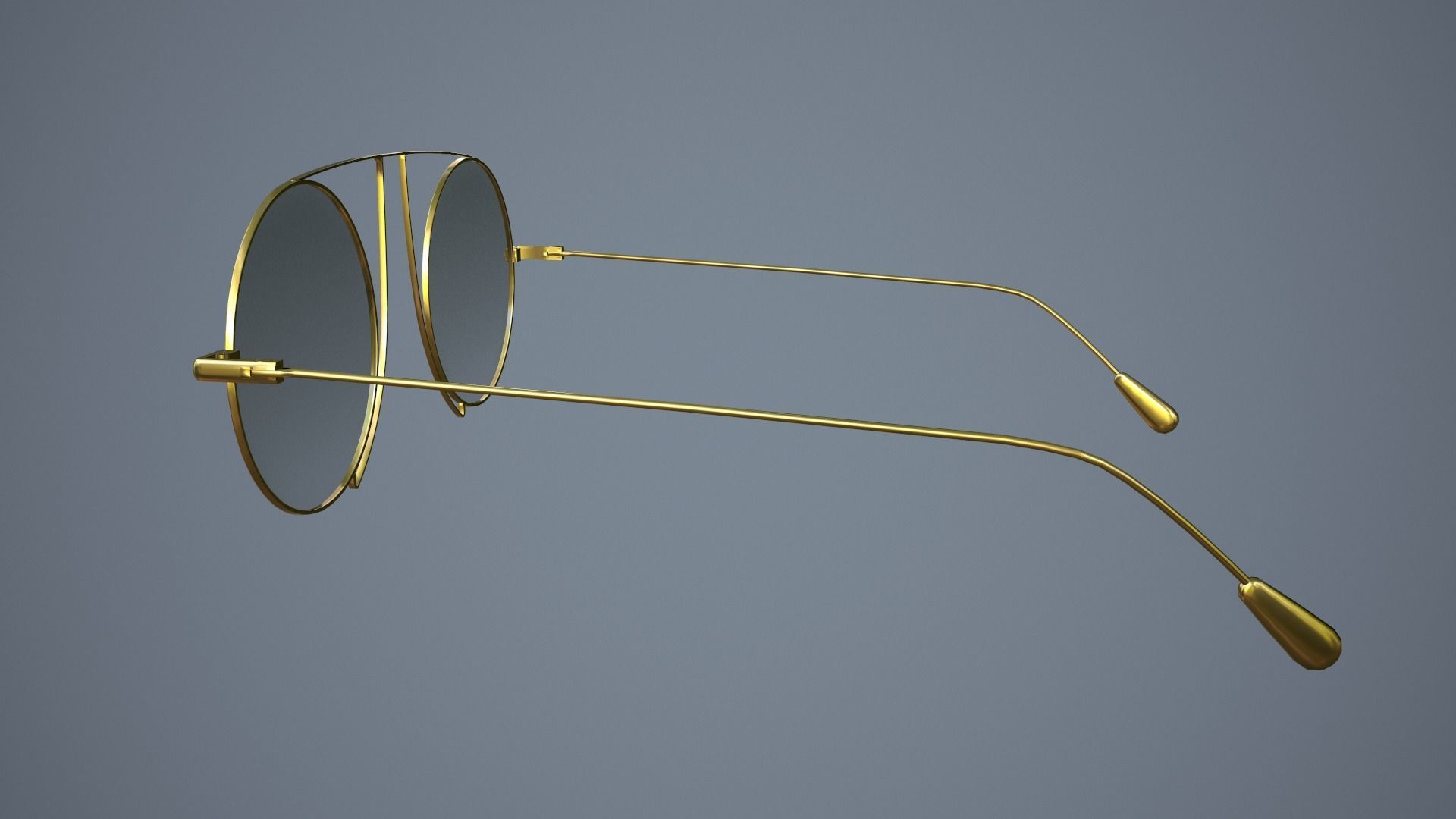 Glasses gold sunglasses Low-poly 3D model_4