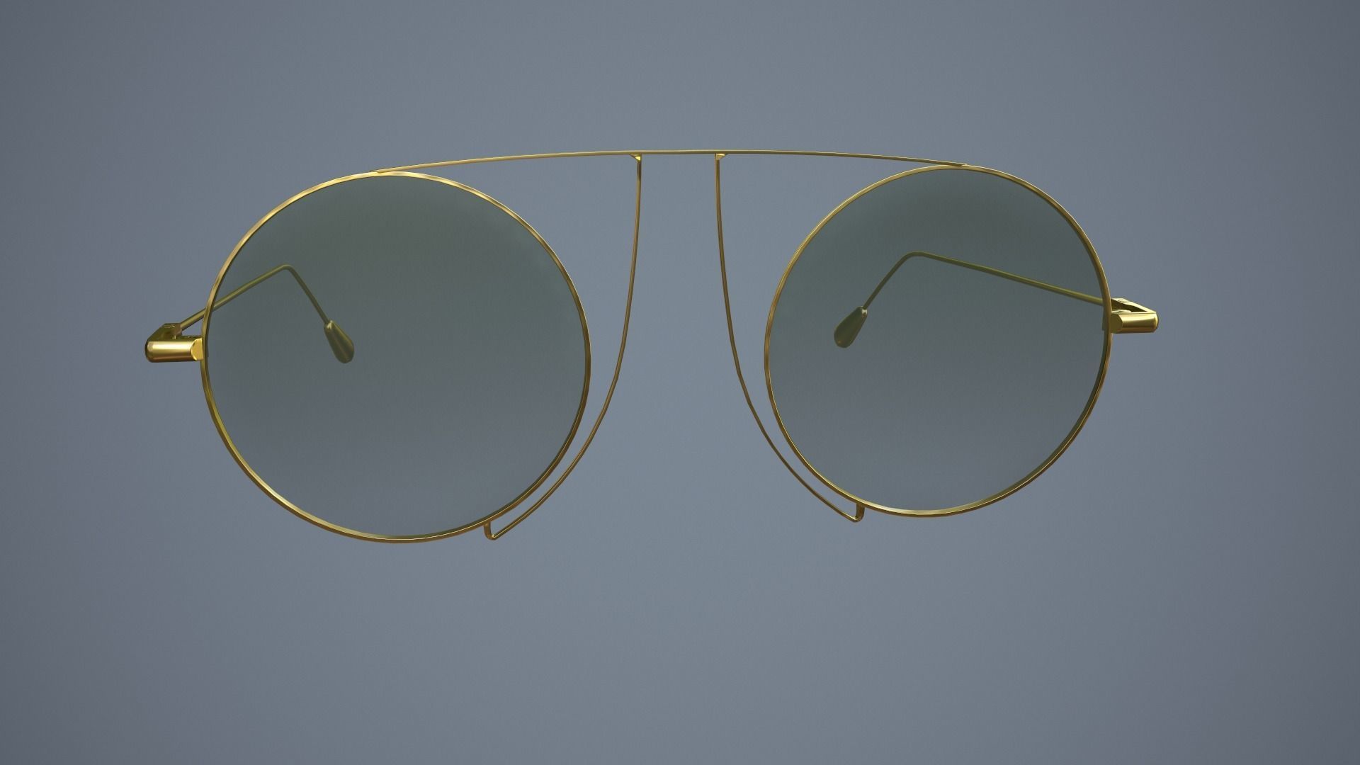 Glasses gold sunglasses Low-poly 3D model_2