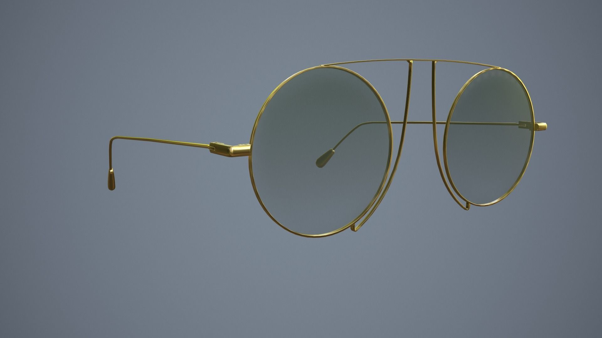 Glasses gold sunglasses Low-poly 3D model_9