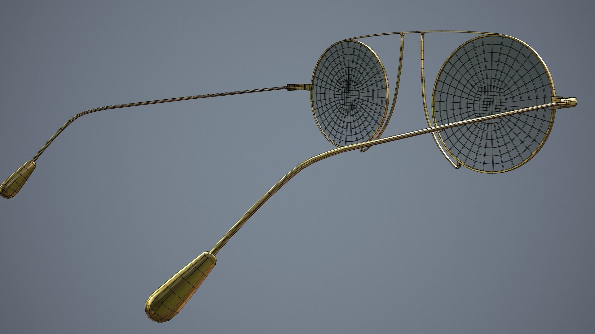 Glasses gold sunglasses Low-poly 3D model_13