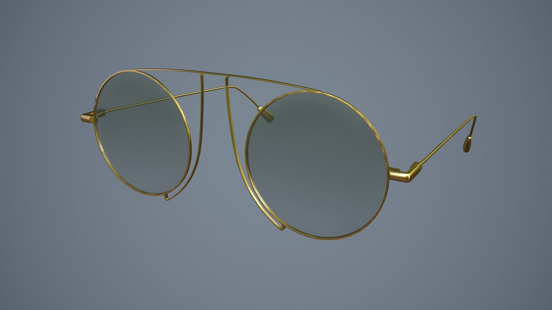 Glasses gold sunglasses Low-poly 3D model_3