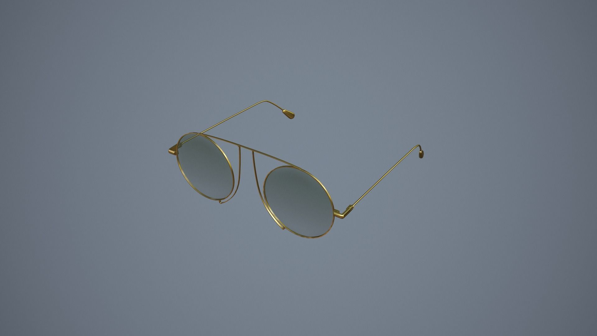 Glasses gold sunglasses Low-poly 3D model_14