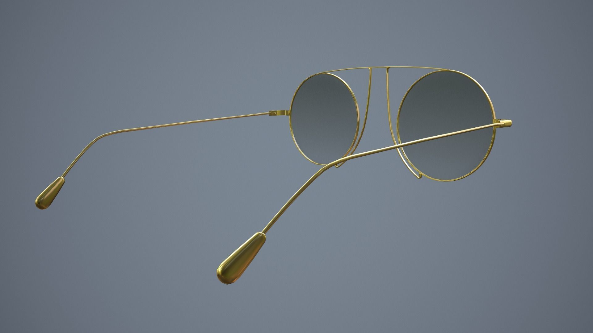 Glasses gold sunglasses Low-poly 3D model_7