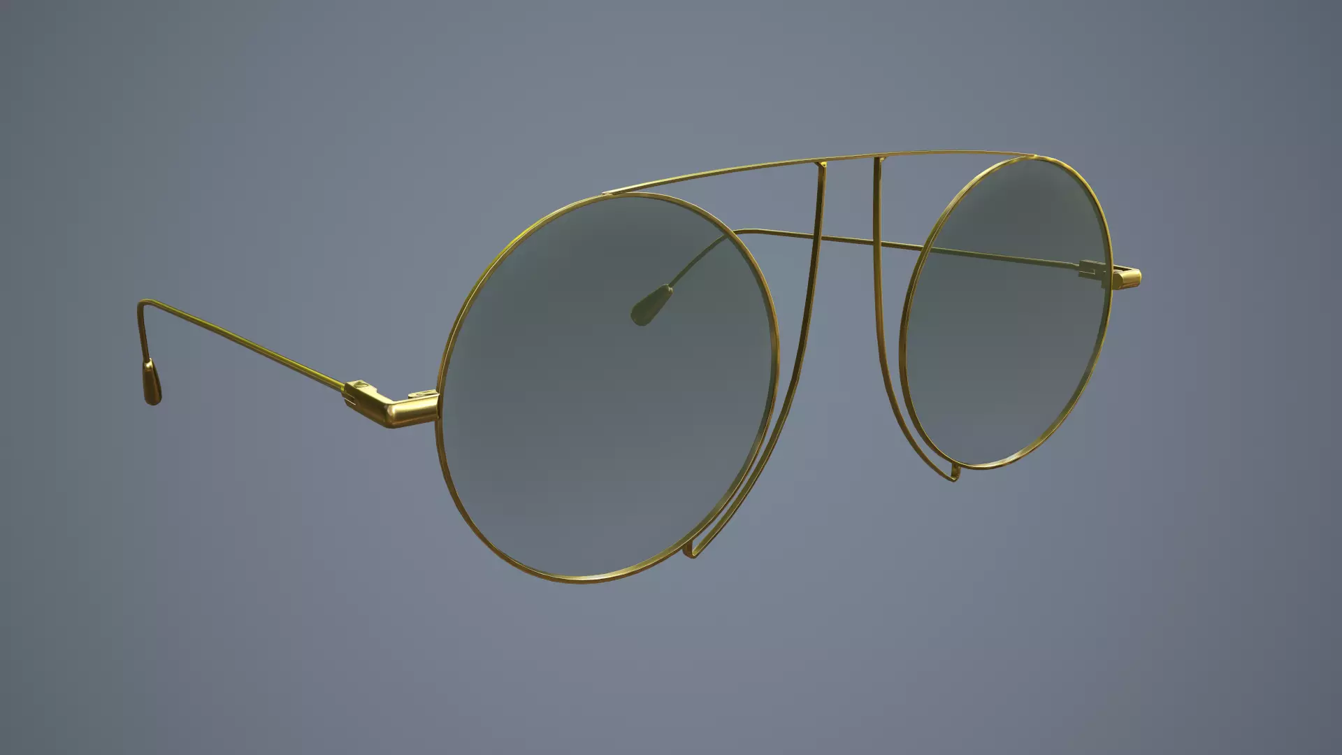 Glasses gold sunglasses Low-poly 3D model_0