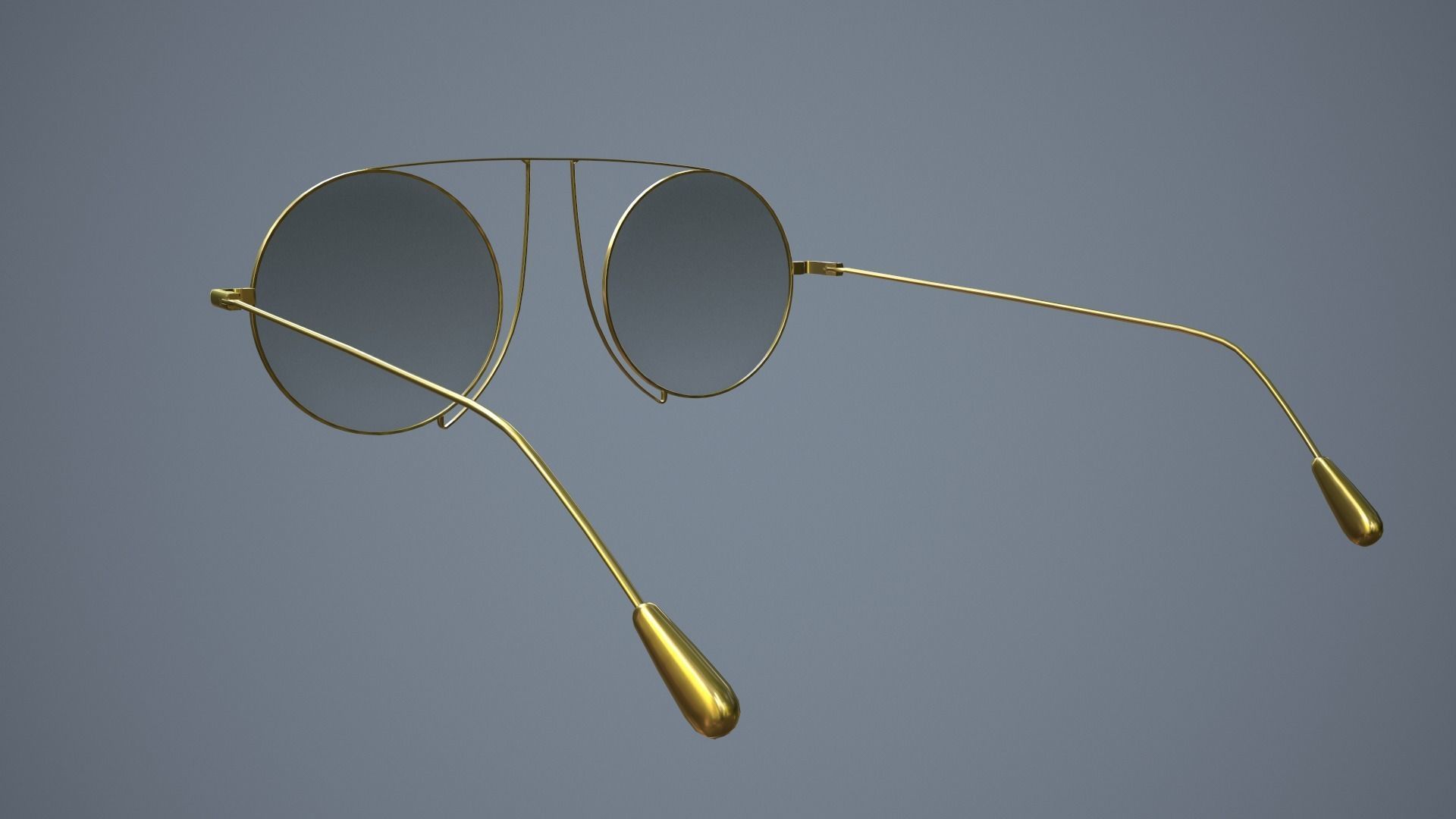 Glasses gold sunglasses Low-poly 3D model_5