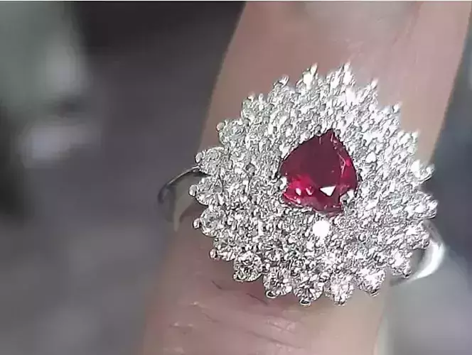 Women ring with gems Heart ruby anello rubino cuore An246 3D print model