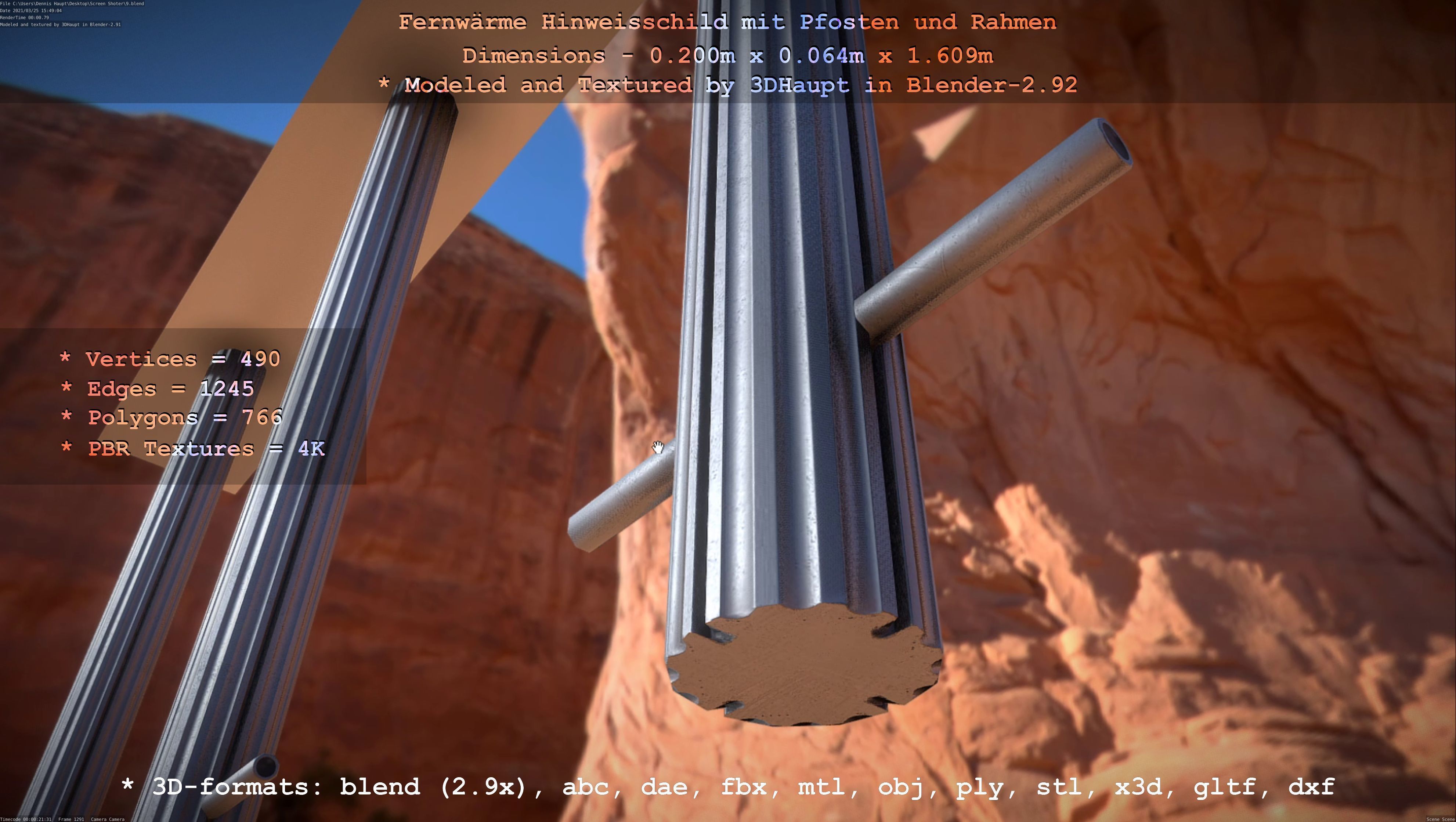 Alle Hinweisschilder mit Pfosten und Rahmen 3D Model Collection_62