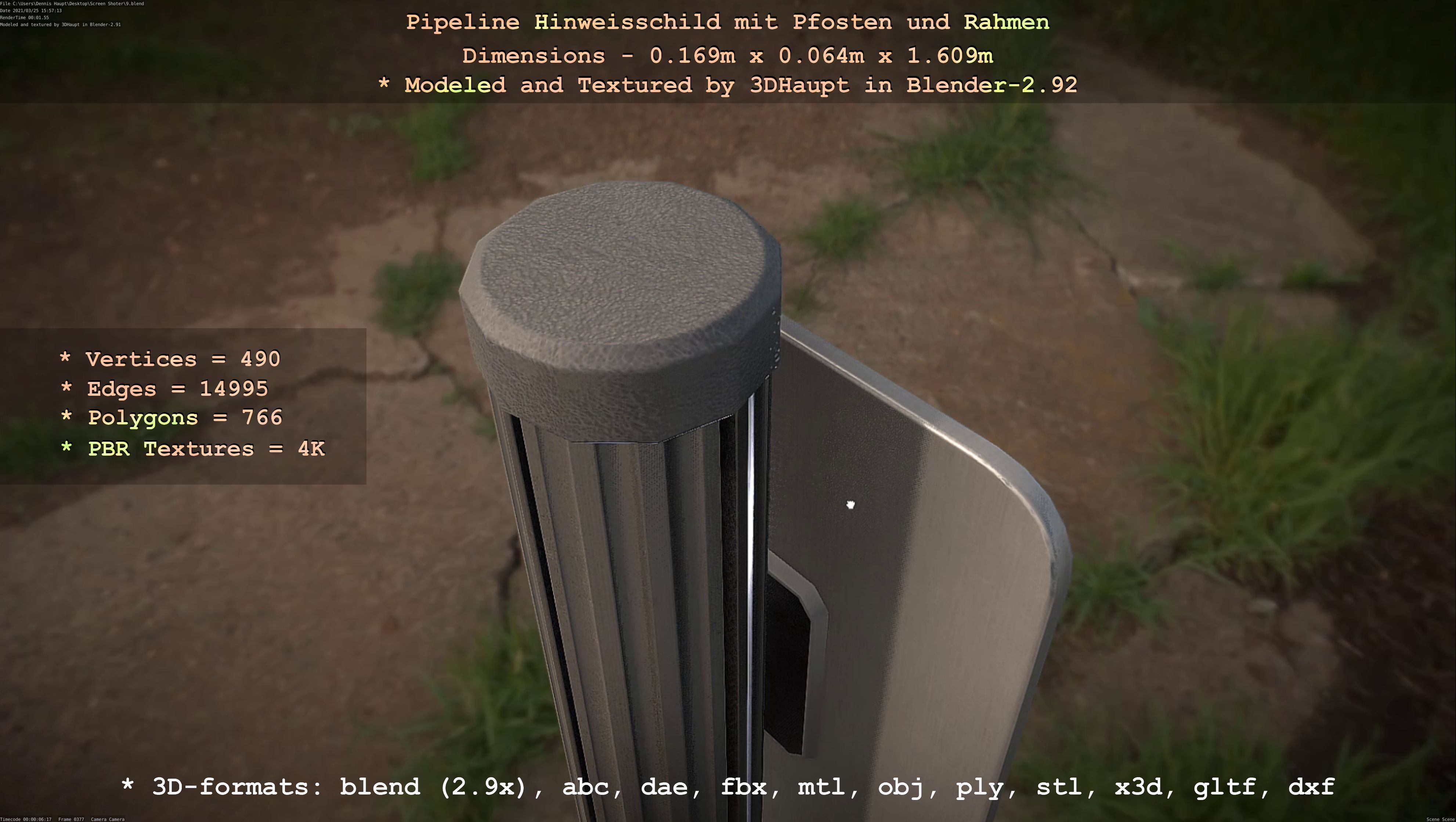 Alle Hinweisschilder mit Pfosten und Rahmen 3D Model Collection_30