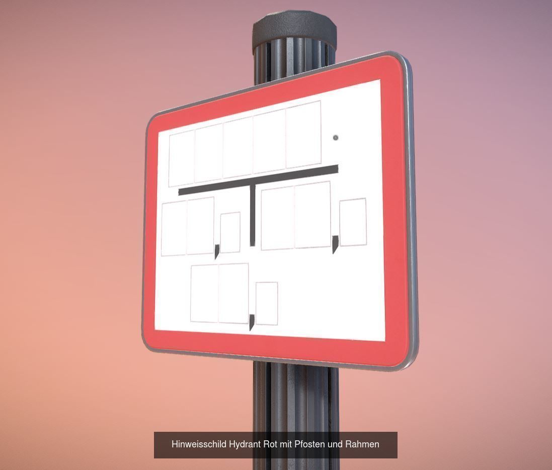Alle Hinweisschilder mit Pfosten und Rahmen 3D Model Collection_17