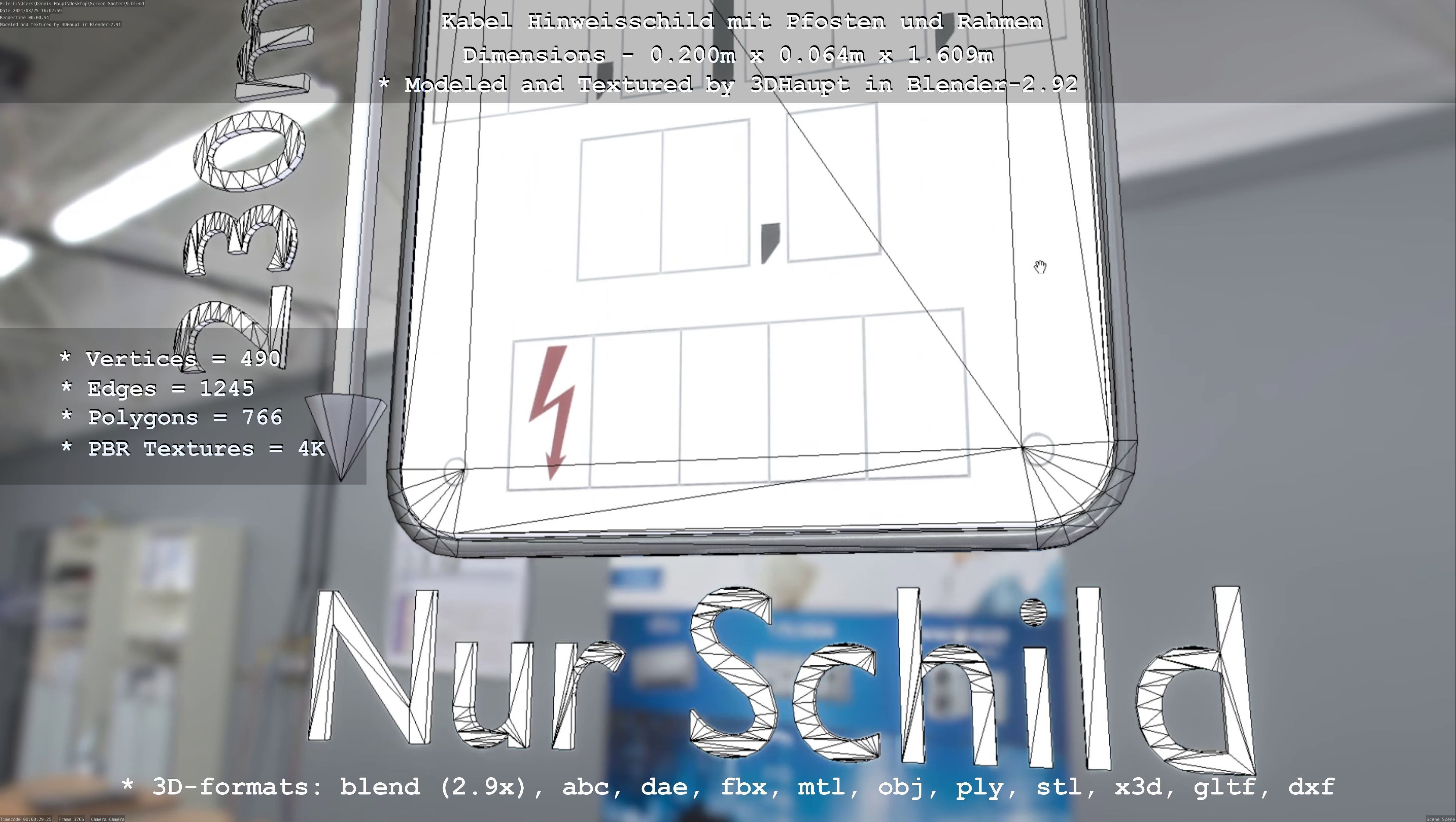 Alle Hinweisschilder mit Pfosten und Rahmen 3D Model Collection_26