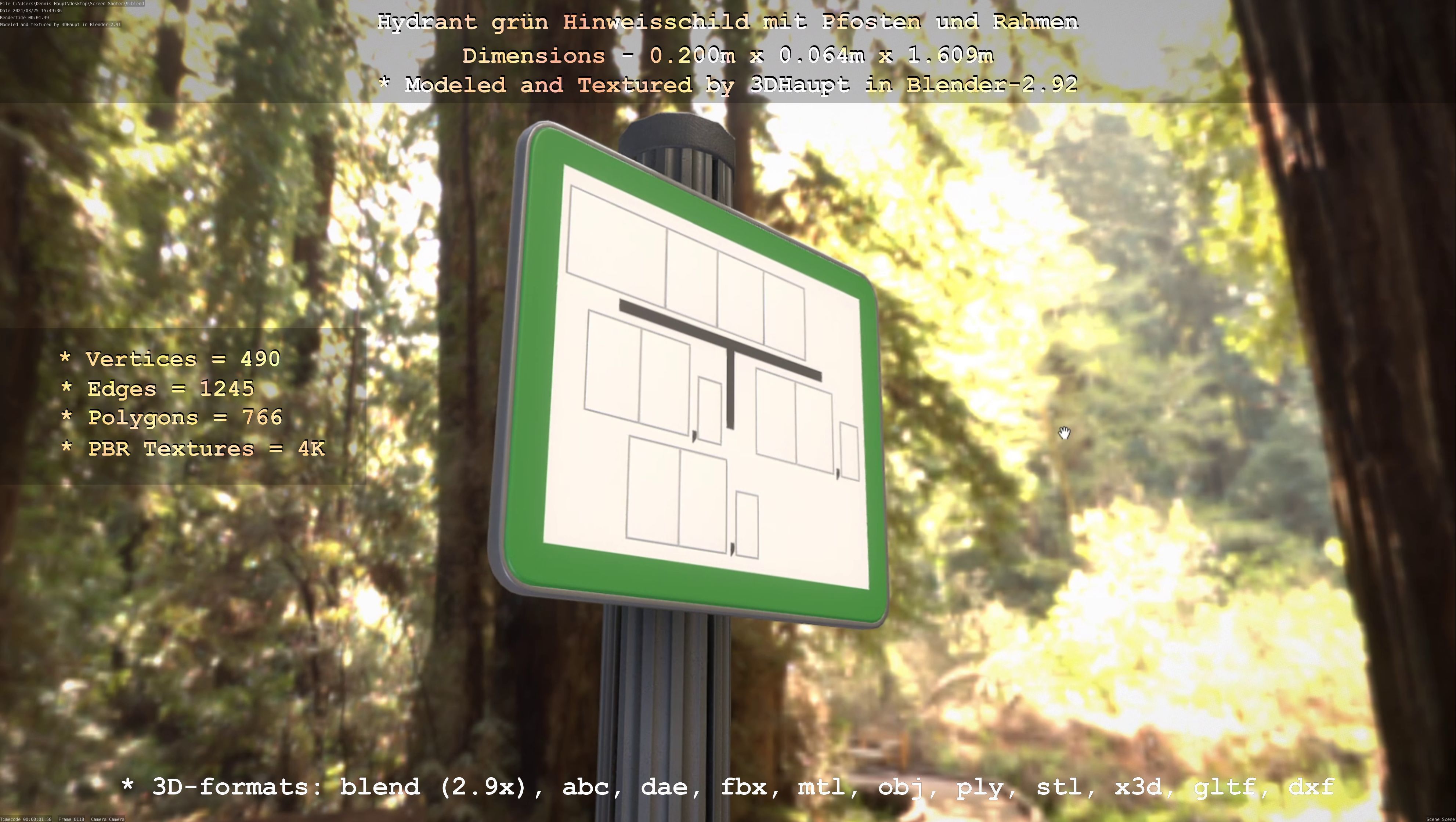 Alle Hinweisschilder mit Pfosten und Rahmen 3D Model Collection_46