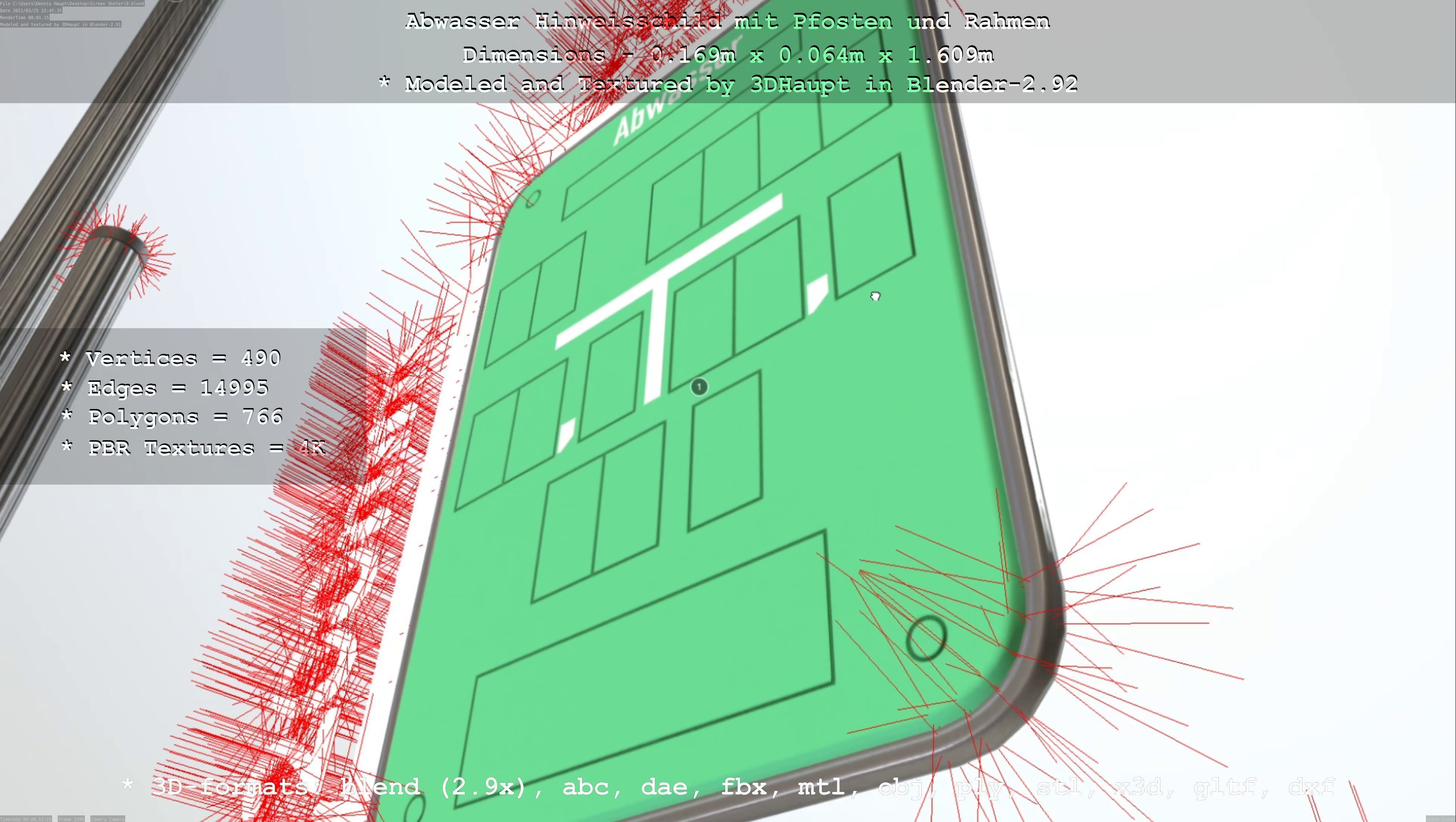 Alle Hinweisschilder mit Pfosten und Rahmen 3D Model Collection_71