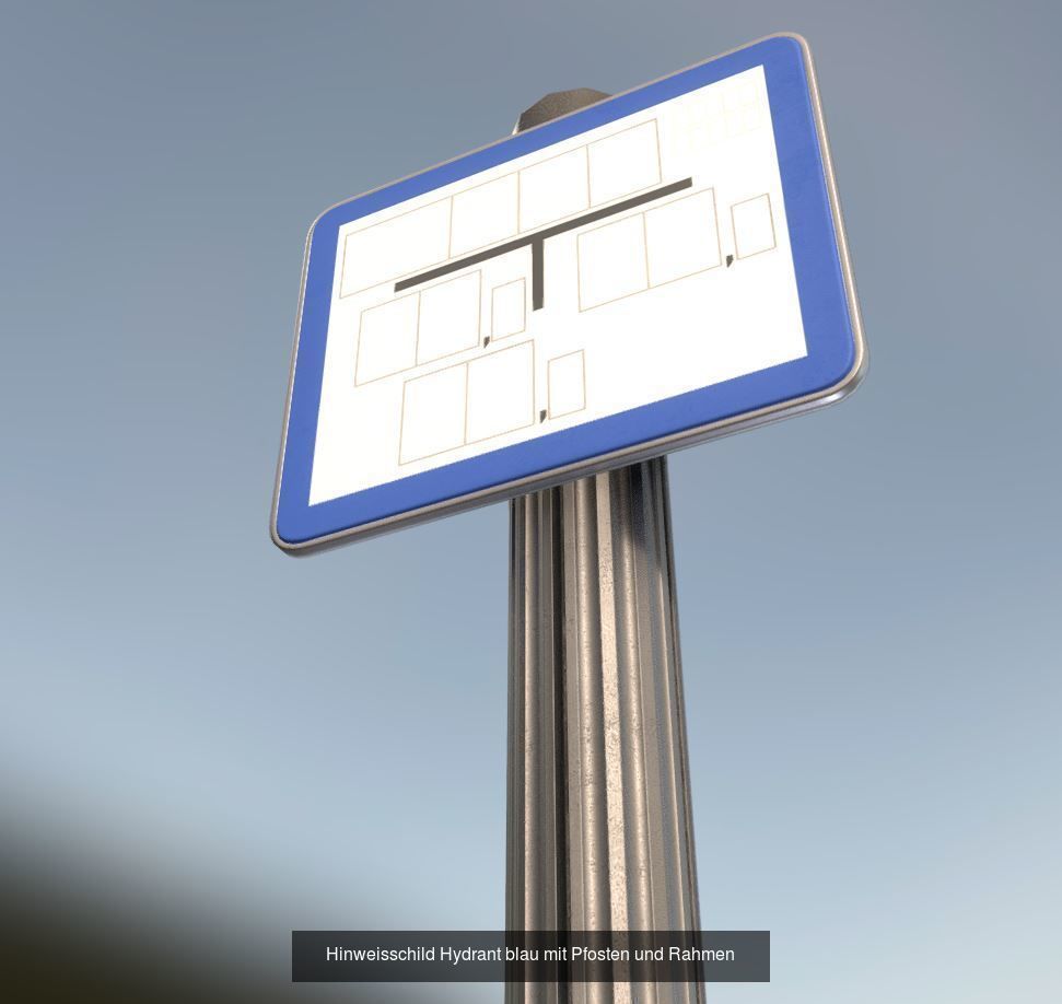 Alle Hinweisschilder mit Pfosten und Rahmen 3D Model Collection_19