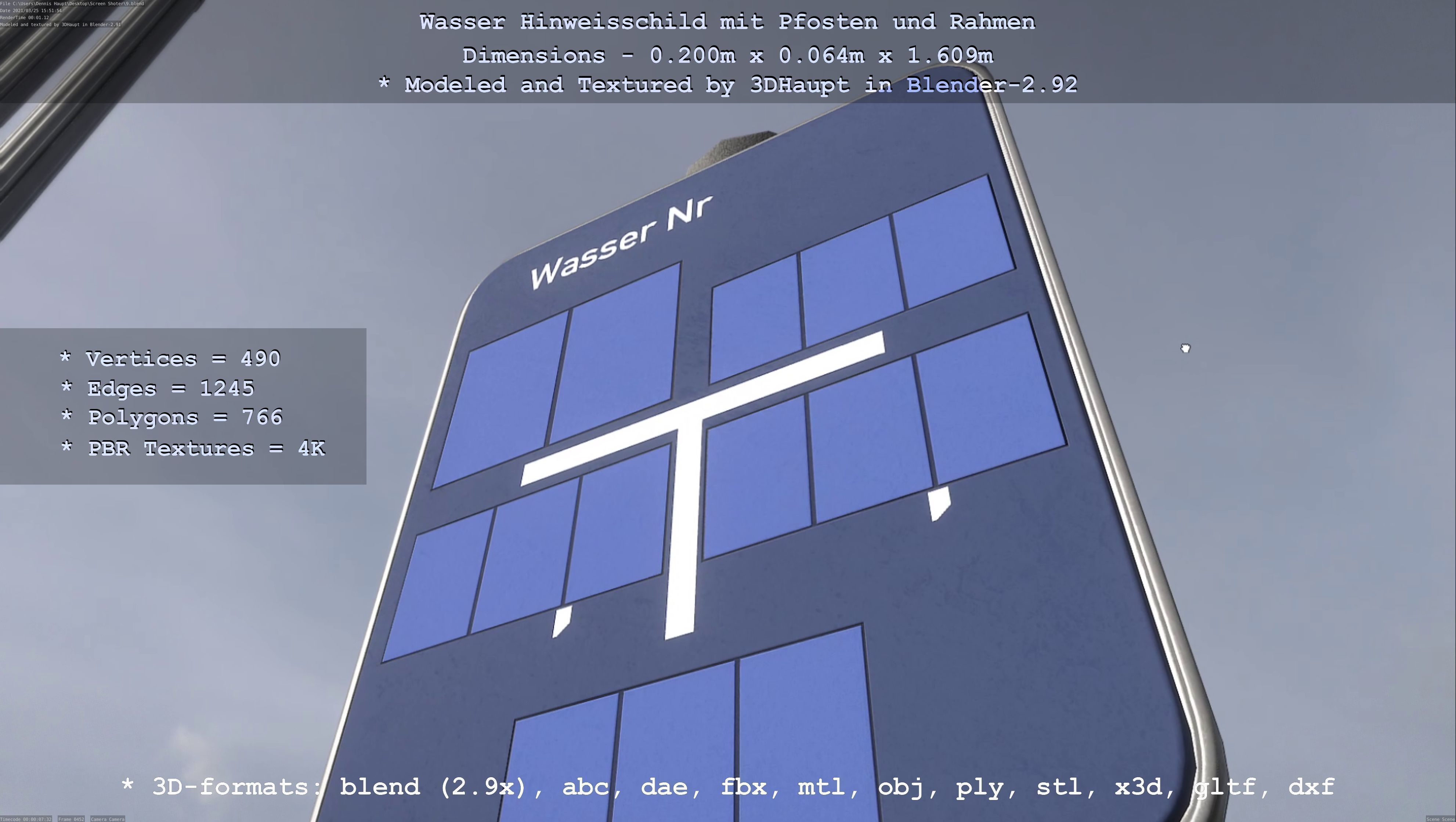 Alle Hinweisschilder mit Pfosten und Rahmen 3D Model Collection_42